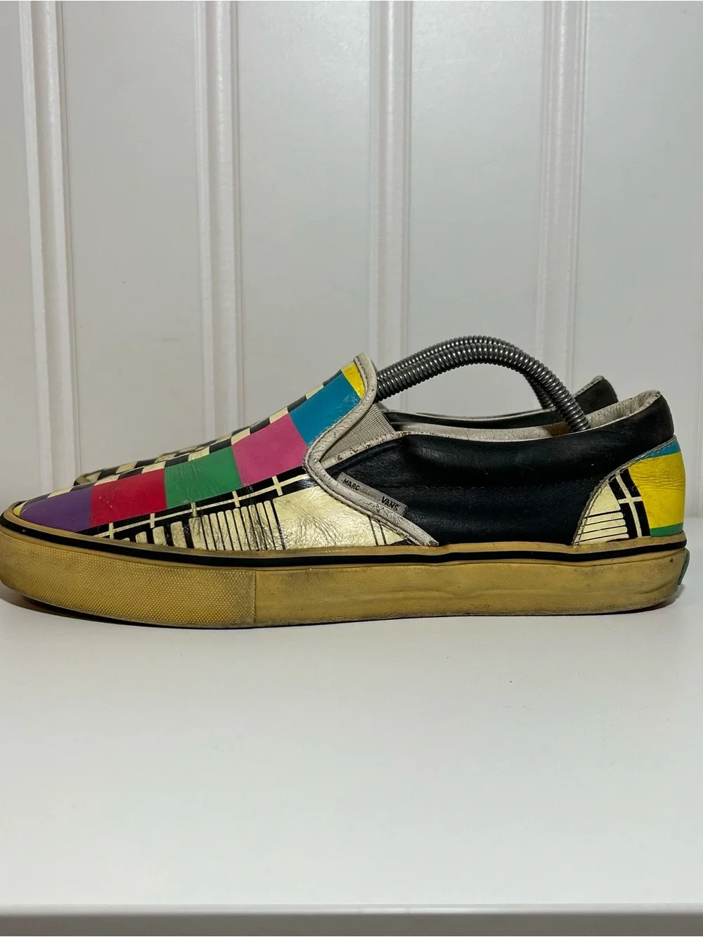 Vans Marc Jacobs Checkerboard Slip-On Sneakers in Black with Multicolr vintage